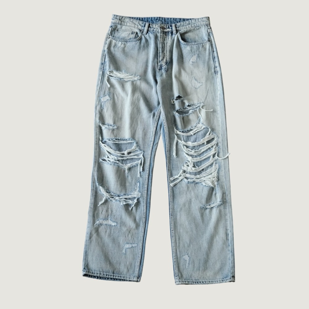 Ksubi Chitch Jeans Light Blue Distressed Denim Grunge Streetwear 32 Straight Leg